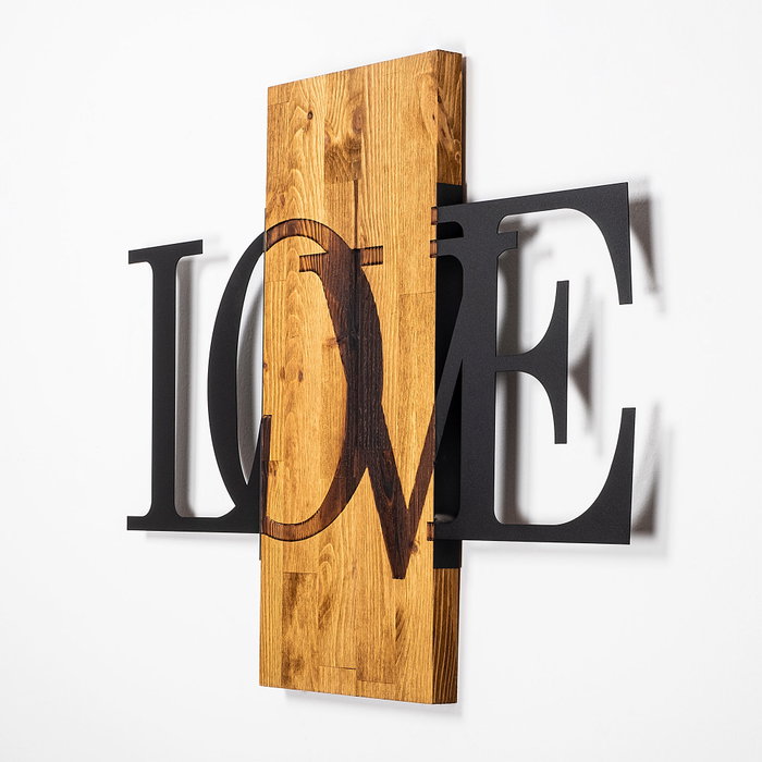 Wallity MA-303 Accesorio decorativo de pared de madera y metal Nogal y Negro